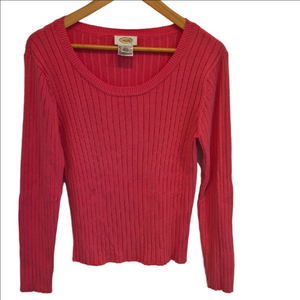 Talbots Vibrant Pink Ribbed Crew Neck Sweater